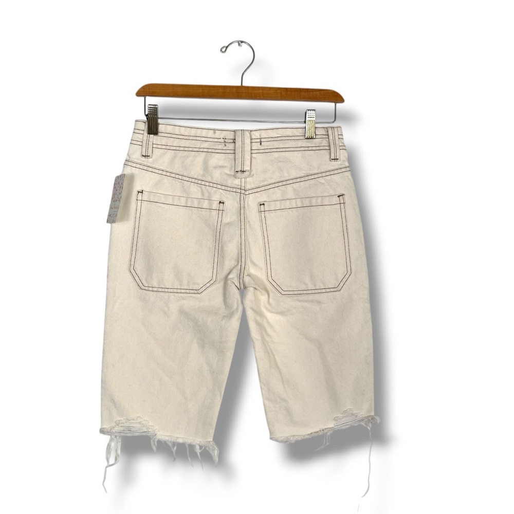 Free People Rebel Rouser Cut-Off Jean Shorts Jorts Natural $88 NWT 24 Off White - Picture 8 of 8